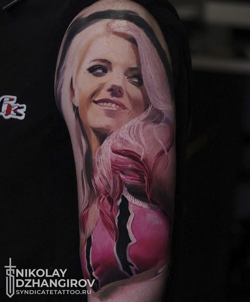 тату в стиле realism, colortattoo, portrait, мастер Николай Джангиров